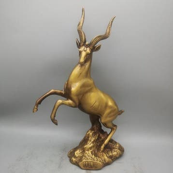 sculptuur, Leading Sheep - 31 cm - Messing, Antiquités & Art