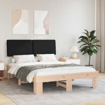 vidaXL Bedframe met Gevoerde Hoofdbord Zwart 160 x 200 cm, Verzenden