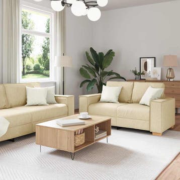 vidaXL bank / zetel 3 st Crème Linnenmix Stoffen, Huis en Inrichting, Zetels | Zetels, Verzenden, Nieuw