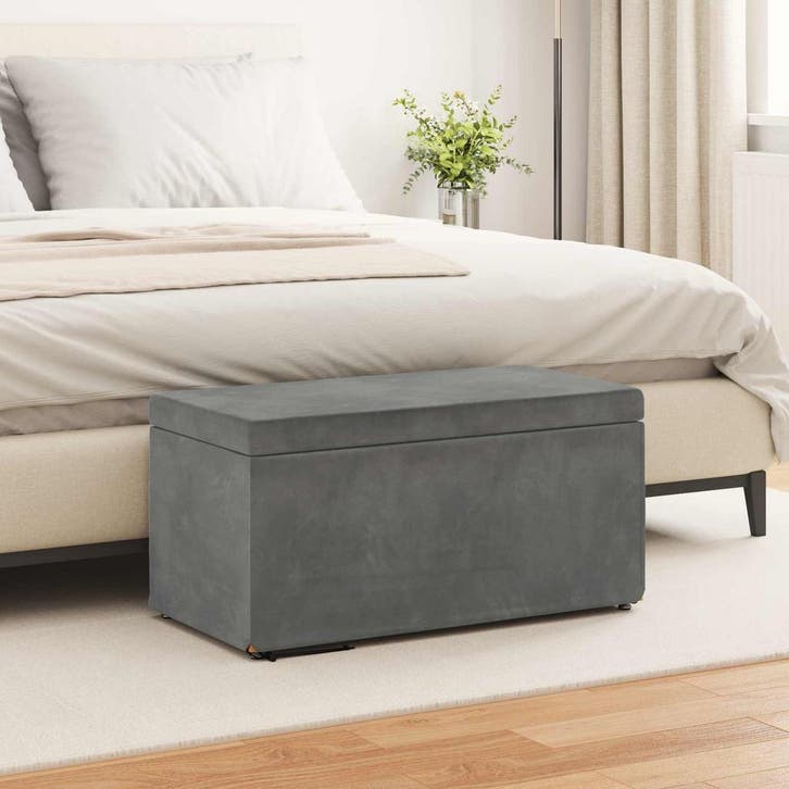 vidaXL Kruk Donkergrijs 81 x 41 x 40 cm Velvet en, Maison & Meubles, Tabourets de bar, Envoi