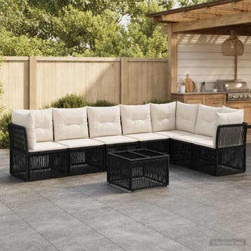 vidaXL Tuinbank Set 8 st Zwart poly rattan, Verzenden, Nieuw
