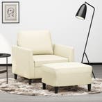 vidaXL Fauteuil met voetenbank 60 cm kunstleer crèmekleurig, Verzenden, Nieuw