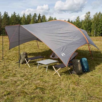 vidaXL Campingzeil waterbestendig Grijs en Oranje 695 x 580, Verzenden, Nieuw