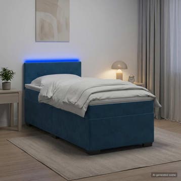 vidaXL Boxspringbed met matras en LED Blauw 90 x 200 cm, Verzenden, Nieuw