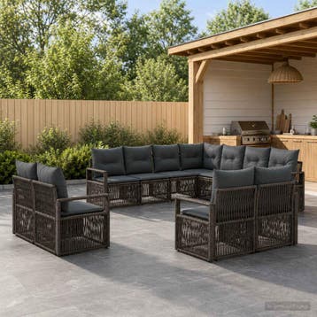 vidaXL Tuinbank Set 11 st Grijs poly rattan, Verzenden