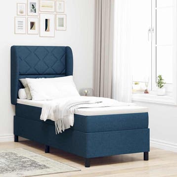 vidaXL Boxspring bed met hoofdeinde Blauw 80 x 200 cm Stof, Verzenden, Nieuw