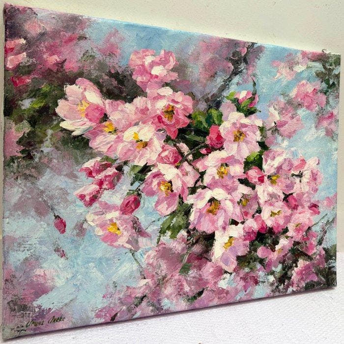 Irina Alex (1961) - Pommier en fleurs, Antiquités & Art, Art | Peinture | Classique