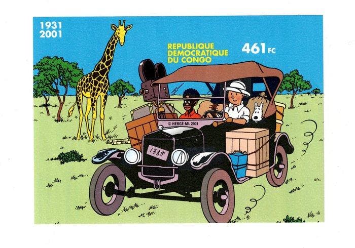 Congo 2001 - 2x ongetand & 2 x getand, Postzegels en Munten, Postzegels | Europa | België