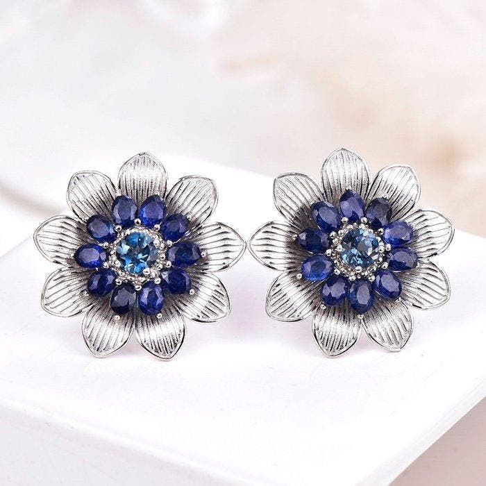 Sans prix de réserve - Boucles doreilles Argent - Gemmes, Bijoux, Sacs & Beauté, Boucles d'oreilles