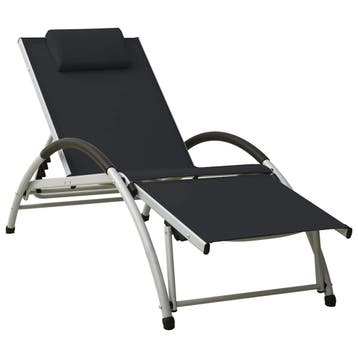 vidaXL Ligbed met kussen textileen zwart, Tuin en Terras, Verzenden, Nieuw
