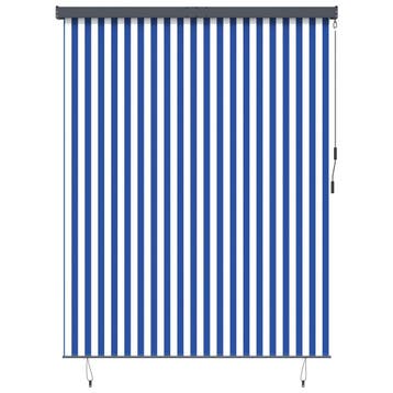vidaXL Rolgordijn Blauw en Wit 200 x 250 cm Stof en, Verzenden, Nieuw
