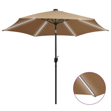 vidaXL Parasol met LED-verlichting en aluminium paal 300 cm, Verzenden, Nieuw