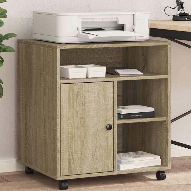 vidaXL Printerkastje met wielen 60x50x67 cm sonoma, Computers en Software, Printers, Nieuw, Verzenden