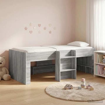 vidaXL Kinderhoogslaper Grijs Sonoma 75 x 190 cm Bewerkt, Verzenden, Nieuw