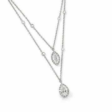 Collier - 14 carats Or blanc - 1.36ct. tw. Diamant