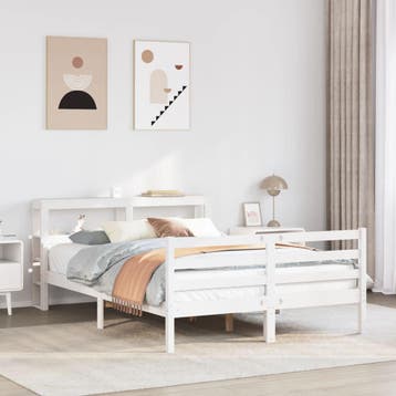 vidaXL Bedframe met hoofdbord massief grenenhout 160x200 cm, Verzenden