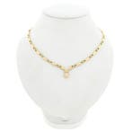 Gouden staafjes schakelcollier met vaste hanger en zirconia, Handtassen en Accessoires, Kettingen, Gebruikt, Overige kleuren, Ophalen of Verzenden