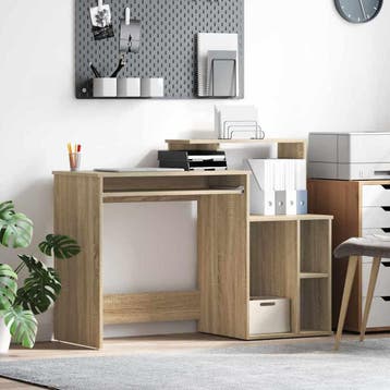 vidaXL Bureau Sonoma Eik Bewerkt hout 120,5 x 44 x 88,5 cm, Verzenden, Nieuw