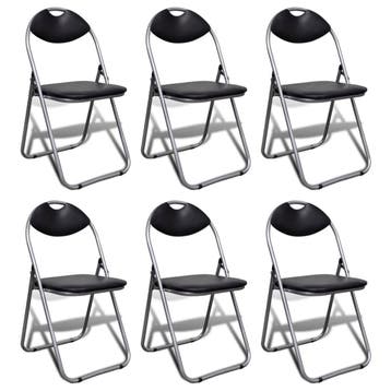 vidaXL Opklapbare stoelen, 6 stuks, zwart kunstleer en, Huis en Inrichting, Stoelen, Verzenden, Nieuw