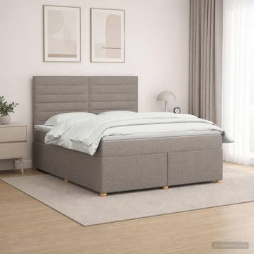 vidaXL Boxspringbed met matras met hoofdeinde Taupe 160 x, Verzenden, Nieuw