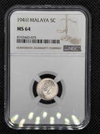 Brits-Indië. George VI. 5 Cents 1941(I) NGC MS64 (Zonder