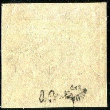 Denemarken 1854 - Kroon en Zwaarden, 16 s. paars, met, Gestempeld