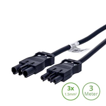 Luxar 3-SWP Verlengsnoer 3 Meter Male/Female Zwart, Huis en Inrichting, Verzenden, Nieuw