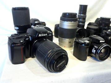 Nikon-Minolta-Tamron-Sony 12 pieces cameras and lenses, see, Nieuw