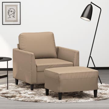 vidaXL Fauteuil met voetenbank / zetel 60 cm kunstleer, Verzenden