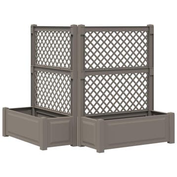vidaXL Grote plantenbak met trellis 2 st PP Grijs, Verzenden