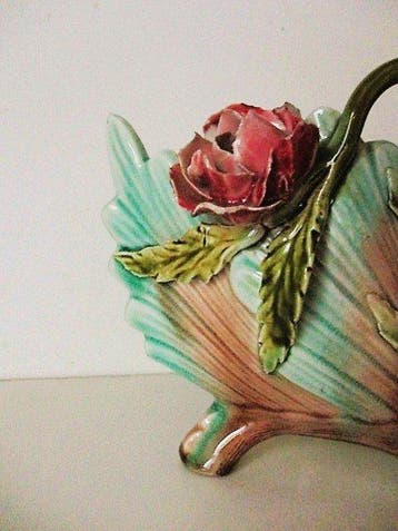 Jardinière - poterie émaillée, barbotine - vide poche, Antiquités & Art