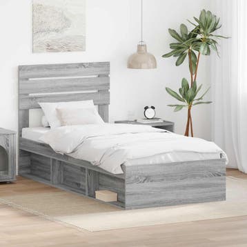 vidaXL Bedframe Grijs Sonoma 75 x 190 cm Massief grenenhout, Verzenden