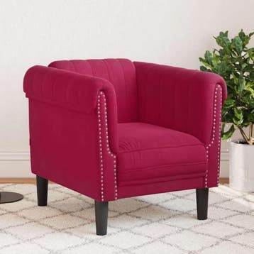 vidaXL Fauteuil fluweel wijnrood, Verzenden, Nieuw