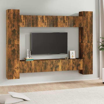 vidaXL 10-delige Tv-meubelset bewerkt hout gerookt, Verzenden, Nieuw