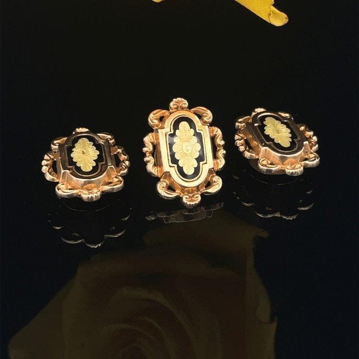 Ensemble de bijoux 3 pièces - 14 carats Or jaune - Boutons, Bijoux, Sacs & Beauté, Bijoux anciens