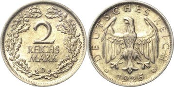 2 Reichsmark 1926 Kleinmunten, Verzenden