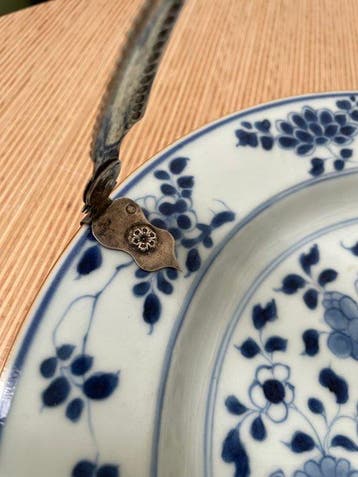 Schotel - Porselein en zilver - Fraaie chinese mand