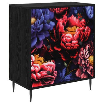 vidaXL Ladekast KIEL Donker pioenroosprint 66 x 36,5 x 76 cm, Verzenden, Nieuw