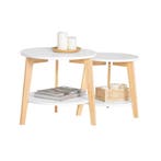 2dekans | SoBuy FBT75-W Set Van 2 Salontafels - Rubberhout -, Ophalen of Verzenden, Nieuw