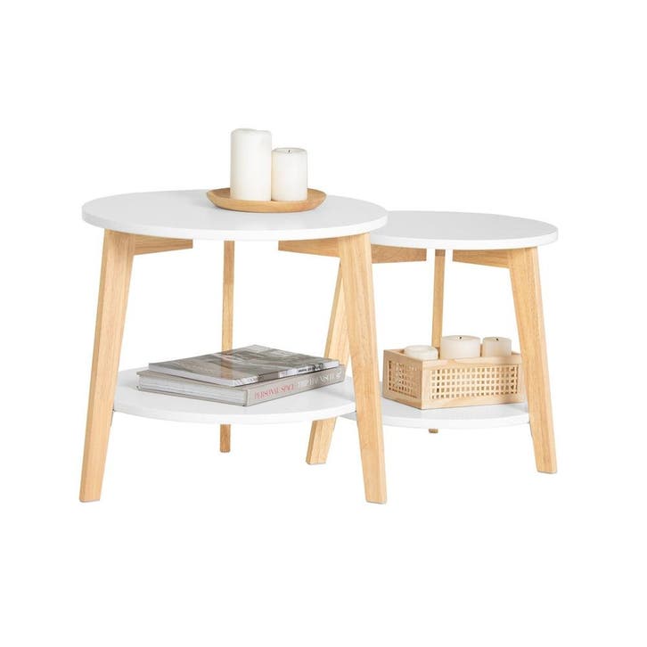 2dekans | SoBuy FBT75-W Set Van 2 Salontafels - Rubberhout -, Bricolage & Construction, Sanitaire, Enlèvement ou Envoi