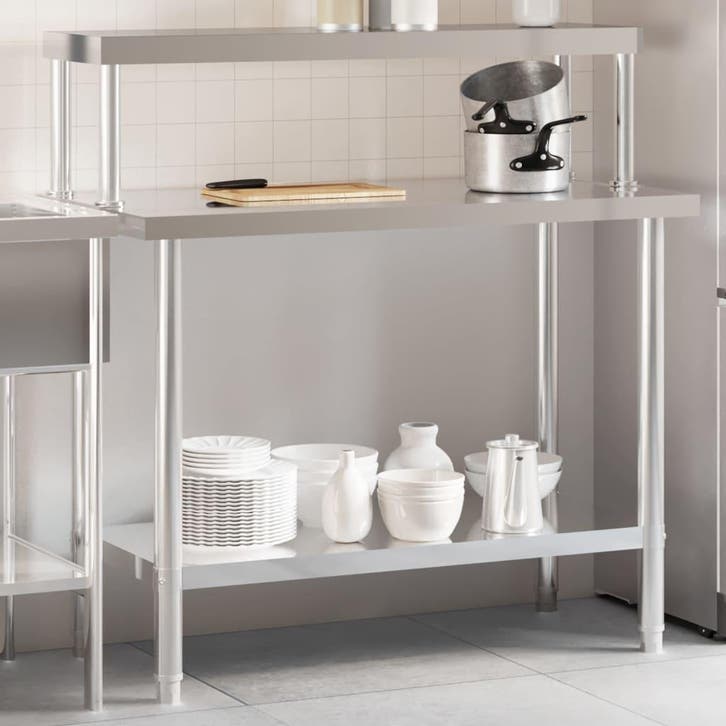 vidaXL Keukenwerktafel met bovenschap 110x55x120 cm, Zakelijke goederen, Horeca | Overige, Verzenden