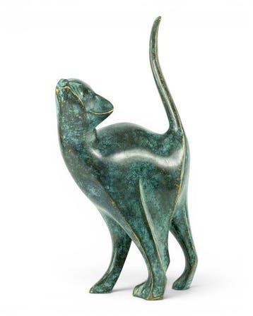 sculptuur, Affectionate Cat - 31 cm - Brons