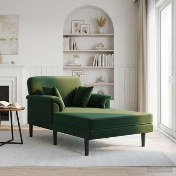vidaXL Chaise longue Donkergroen fluweel, Verzenden