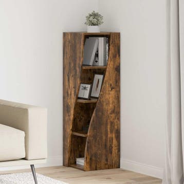 vidaXL Hoekkast 32x32x102cm Bewerkt hout Rook Eiken, Huis en Inrichting, Verzenden, Nieuw