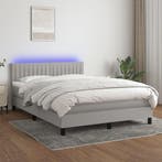 vidaXL Boxspring met matras en LED stof lichtgrijs 140x200, Verzenden, Nieuw