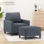 vidaXL Fauteuil met voetenbank 60 cm fluweel donkergrijs, Huis en Inrichting, Zetels | Zetels, Verzenden, Nieuw