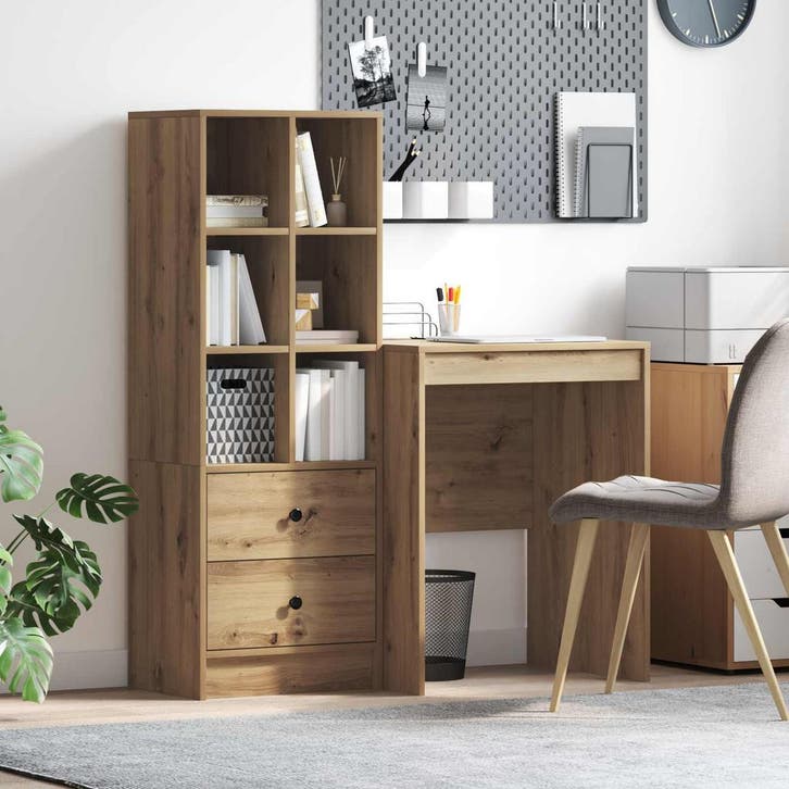 vidaXL Bureau met lade met plank met opslag 2 pcs Artisan, Huis en Inrichting, Bureaus, Nieuw, Verzenden
