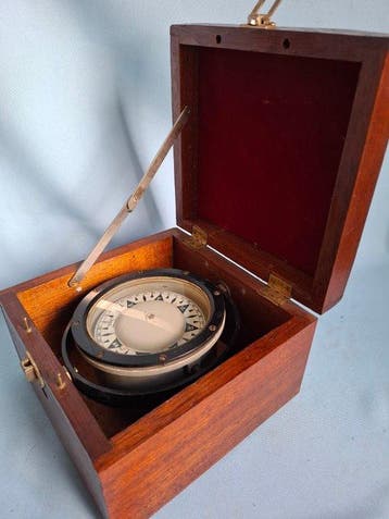 Scheepskompas - Messing, Glas, Hout - Observator