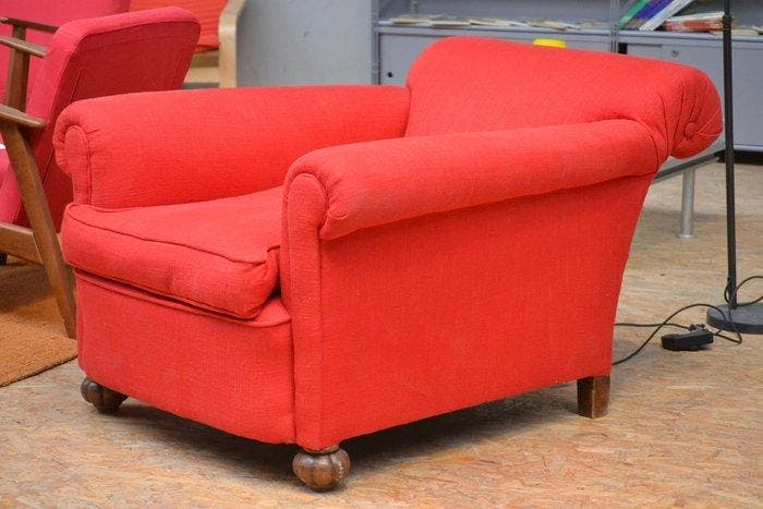 Fauteuil - Textile, Bois - Fauteuil Club Vintage, Antiek en Kunst, Curiosa en Brocante