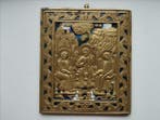 Icône - Trinité de l’Ancien Testament - bronze, émail, Antiek en Kunst, Kunst | Niet-Westerse kunst
